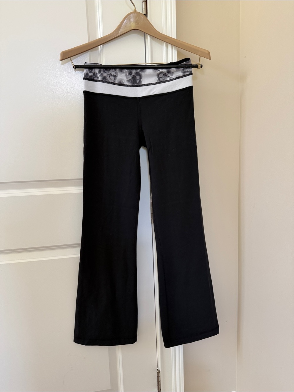 lululemon athletica Black Flare Leggings with Monochrome Waistband